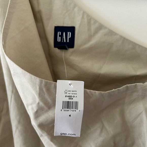 GAP 100% Cotton Beige One-Shoulder Midi Dress Size 4 - Picture 9 of 12